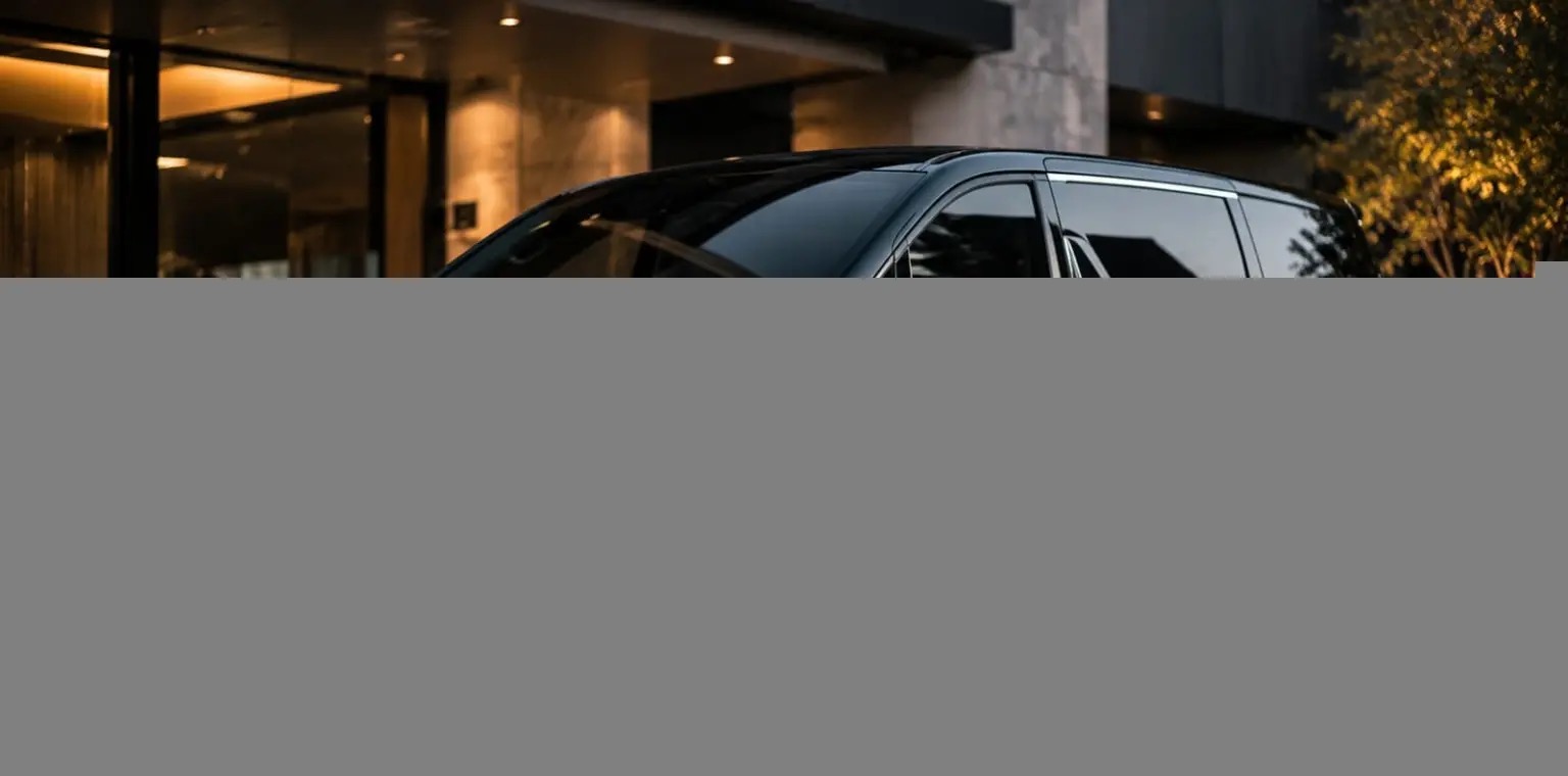 Minivan blindada preto da frota executiva