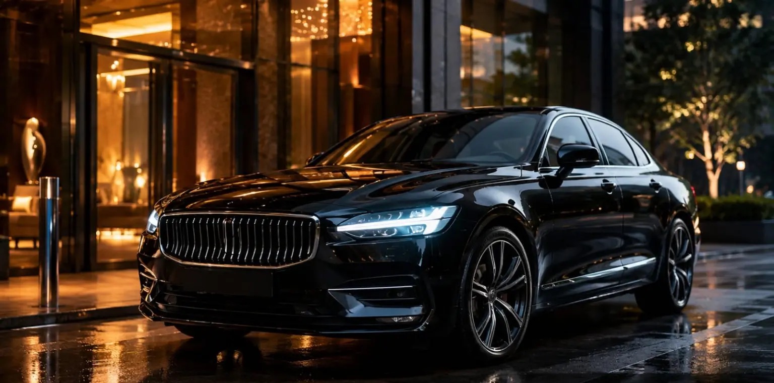 Sedan executivo preto da frota executiva